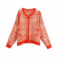 Load image into Gallery viewer, Paulina Orange zebra knitted cardigan