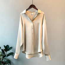 Load image into Gallery viewer, Long sleeve Satin shirt for women autumn 2020 Casual Tops Female Fashion Elegant Chiffon Blouses Shirt Office