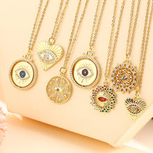 Load image into Gallery viewer, Vintage Stainless Steel Chain Copper Gold Plated Demon Eye Pendant Necklace For Women Charm Female Religious Belief Jewelry