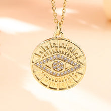 Load image into Gallery viewer, Vintage Stainless Steel Chain Copper Gold Plated Demon Eye Pendant Necklace For Women Charm Female Religious Belief Jewelry