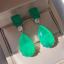Load image into Gallery viewer, Silver Tourmaline Emerald Earrings