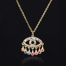 Load image into Gallery viewer, Lucky Eye Fatima Hamsa Hand Turkish Evil Eye Pendant Necklace Gold Color Long Chain Necklace for Women Girls Fashion Jewelry