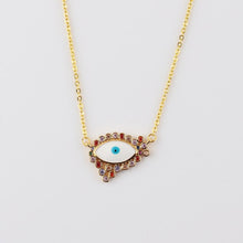 Load image into Gallery viewer, Lucky Eye Fatima Hamsa Hand Turkish Evil Eye Pendant Necklace Gold Color Long Chain Necklace for Women Girls Fashion Jewelry