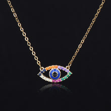 Load image into Gallery viewer, Lucky Eye Fatima Hamsa Hand Turkish Evil Eye Pendant Necklace Gold Color Long Chain Necklace for Women Girls Fashion Jewelry