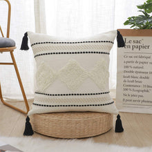 Load image into Gallery viewer, Tufted Cushion Cover 45x45/30x50cm/50x50cm White Black Pillow cover