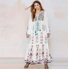 Load image into Gallery viewer, Sandra Bohemia Floral Tassel Embroidered Maxi Dress