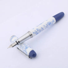 Load image into Gallery viewer, Office Ink Pens Blue And White Porcelain Painting Blue Top Medium Nib Writing Fountain Pen
