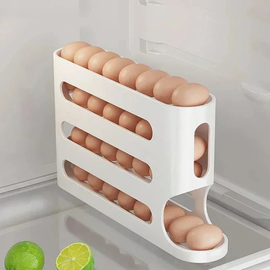 4-layer Slide Egg Storage Box Ladder Style Egg Box Storage Refrigerator Side Door Large Capacity Automatic Egg Rolling Machine