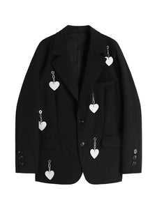 Fashion Black and white Heart  Blazer