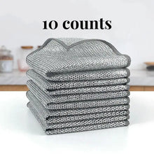 Load image into Gallery viewer, 10 Counts Multipurpose Wire Dishwashing Rags,Double-Layer Cloth, Non-scratch Wire Dishcloth for Kitchen,Gift

