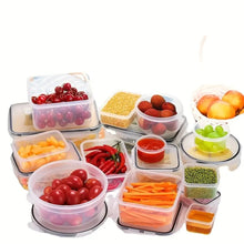 Load image into Gallery viewer, 24pcs Kitchen Storage Container Set - Dishwasher Safe, Reusable Plastic Bins with Flip Lids for Fruits, Vegetables &amp; Meats - Inc
