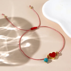 Turquoise  Red Heart  Bracelet