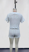 Load image into Gallery viewer, Women's 2-Piece White Crochet Beach Set: Button Down Shirt and Shorts
