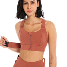 Load image into Gallery viewer, Women Sport Bra Tights Crop Top Yoga Vest Front Zipper Plus Size Adjustable Strap Shockproof Sportswear Gym Fitness Athletic Bra
