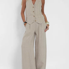 Load image into Gallery viewer, Fashionable High-waisted Wide-leg Trousers Suit For Women, Casual Commuting Temperament Vest And Vest 2-piece Set
