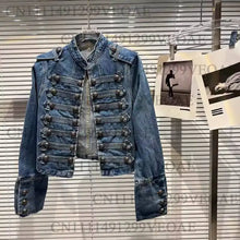 Load image into Gallery viewer, 2026 Autumn New Fashion Metal Buckle Design Shoulder Strap Denim Short Jacket For Women High Street Coat Female 11A06995
