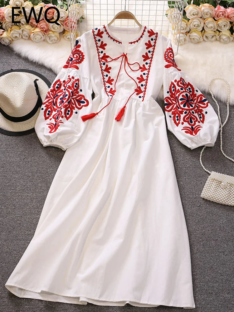 Women Embroidery Dress Long-sleeve – samplebydesignusa