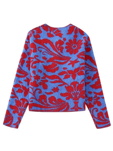 Vintage O Neck Flower Sweater