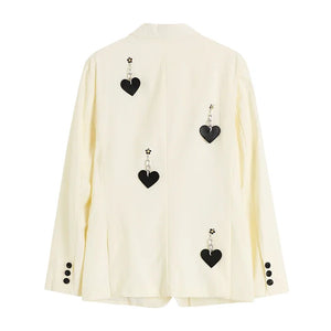 Fashion Black and white Heart  Blazer