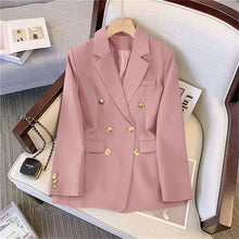 Load image into Gallery viewer, 2025 New Korea Women&#39;s Blazer Long Sleeve Double Breasted Slim Coat Long Sleeve Suit Jacket Office Lady Casual Outwear
