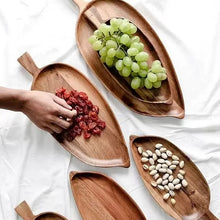 Load image into Gallery viewer, Tray Wooden Leaf Shaped  Sushi Tray Dessert Fruit Meal Tray Food Tray Wooden Waterproof
