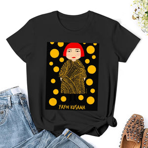Yellow dots Yayoi Kusama inspired T-Shirt cute clothes vintage clothes female Short sleeve tee t-shirt dress for Women plus size