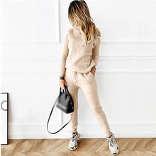 Load image into Gallery viewer, Two Piece Sets Womens Outifits Autumn/Winter New High Collar Solid Color Fashion Casual Top Pants Sweater Set for Women
