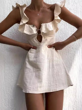 Load image into Gallery viewer, Retro Mini Beach Dress Fashion Sexy Ruffled Strap Dress Short Dress Vestidos
