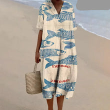 Load image into Gallery viewer, Fish Print Beach Dress  Lover  Wears Beach Vacation Long Dress
