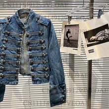 Load image into Gallery viewer, 2026 Autumn New Fashion Metal Buckle Design Shoulder Strap Denim Short Jacket For Women High Street Coat Female 11A06995
