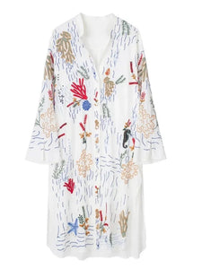 Floral Embroidery  Shirt Dress