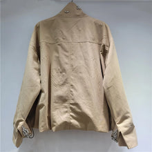 Load image into Gallery viewer, Khaki Spliced Diamonds JacketCollar Long Sleeve Loose Streetwear Casual Women's Jackets Autumn Fashion New
