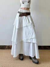 Load image into Gallery viewer, Women Pleated Maxi Skirt Flowy Solid Color High Waist A-line Dress Casual Streetwear with Ruffle Detail
