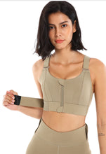Load image into Gallery viewer, Women Sport Bra Tights Crop Top Yoga Vest Front Zipper Plus Size Adjustable Strap Shockproof Sportswear Gym Fitness Athletic Bra
