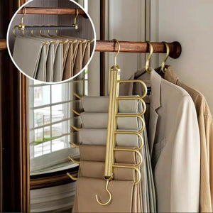 6 in 1 Magic Pants Hanger,Multi-function Storage Holder for Home Travel,Multi Layer Aluminium Pants Rack with 360 Rotatable Hook