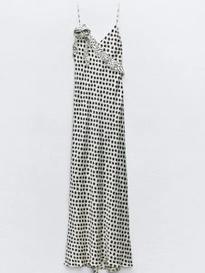 Flower Dots  Maxi DressSpaghetti Strap Vacation Dress Summer
