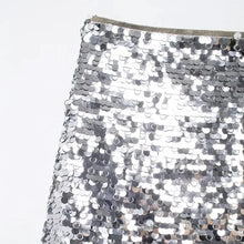 Load image into Gallery viewer, Silver Skirt Sets For Women 2 Pieces 2024 Summer Sequined Tank Vest Top Mini Skirts Ladies Fashion Sexy Elegant Outfit
