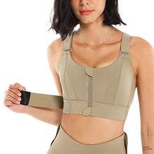 Load image into Gallery viewer, Women Sport Bra Tights Crop Top Yoga Vest Front Zipper Plus Size Adjustable Strap Shockproof Sportswear Gym Fitness Athletic Bra
