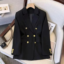 Load image into Gallery viewer, 2025 New Korea Women&#39;s Blazer Long Sleeve Double Breasted Slim Coat Long Sleeve Suit Jacket Office Lady Casual Outwear
