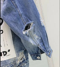 Load image into Gallery viewer, Women's Graffiti letter BF denim jacket coat loose   parkas
