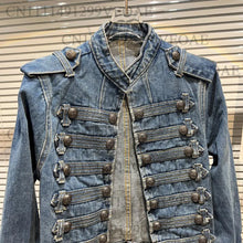 Load image into Gallery viewer, Women's High Street Metal Buckle Design Denim Short Jacket Autumn Fashion Shoulder Strap Female Coat All Season Full Sleeve
