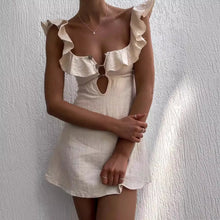 Load image into Gallery viewer, Retro Mini Beach Dress Fashion Sexy Ruffled Strap Dress Short Dress Vestidos

