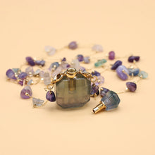 Load image into Gallery viewer, 1pc Square Natural Stone Fluorite Perfume Bottle Pendants For Necklace Reiki Essential Oil Diffuser Bottle Charm Women Necklace
