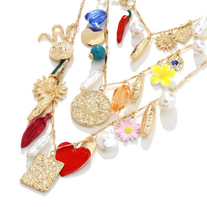 Fashion  Multi-Layer Snake Chili Flower Tassel Necklace