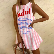 Load image into Gallery viewer, Fashion Women's Sleeveless Dress Cute Sardines Fish Graphic Print Summer New Short Dress Beach Vacation Party Girl Dresses
