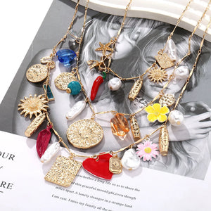 Fashion  Multi-Layer Snake Chili Flower Tassel Necklace