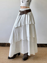Load image into Gallery viewer, Women Pleated Maxi Skirt Flowy Solid Color High Waist A-line Dress Casual Streetwear with Ruffle Detail
