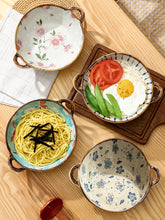 Load image into Gallery viewer, 7.5inch Japanese Household Noodle Bowl Ceramic Soup Bowl With Handle Salad Pasta Bowl Kitchen Tableware Microwave Oven Bakware
