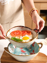 Load image into Gallery viewer, 7.5inch Japanese Household Noodle Bowl Ceramic Soup Bowl With Handle Salad Pasta Bowl Kitchen Tableware Microwave Oven Bakware
