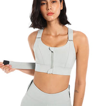 Load image into Gallery viewer, Women Sport Bra Tights Crop Top Yoga Vest Front Zipper Plus Size Adjustable Strap Shockproof Sportswear Gym Fitness Athletic Bra
